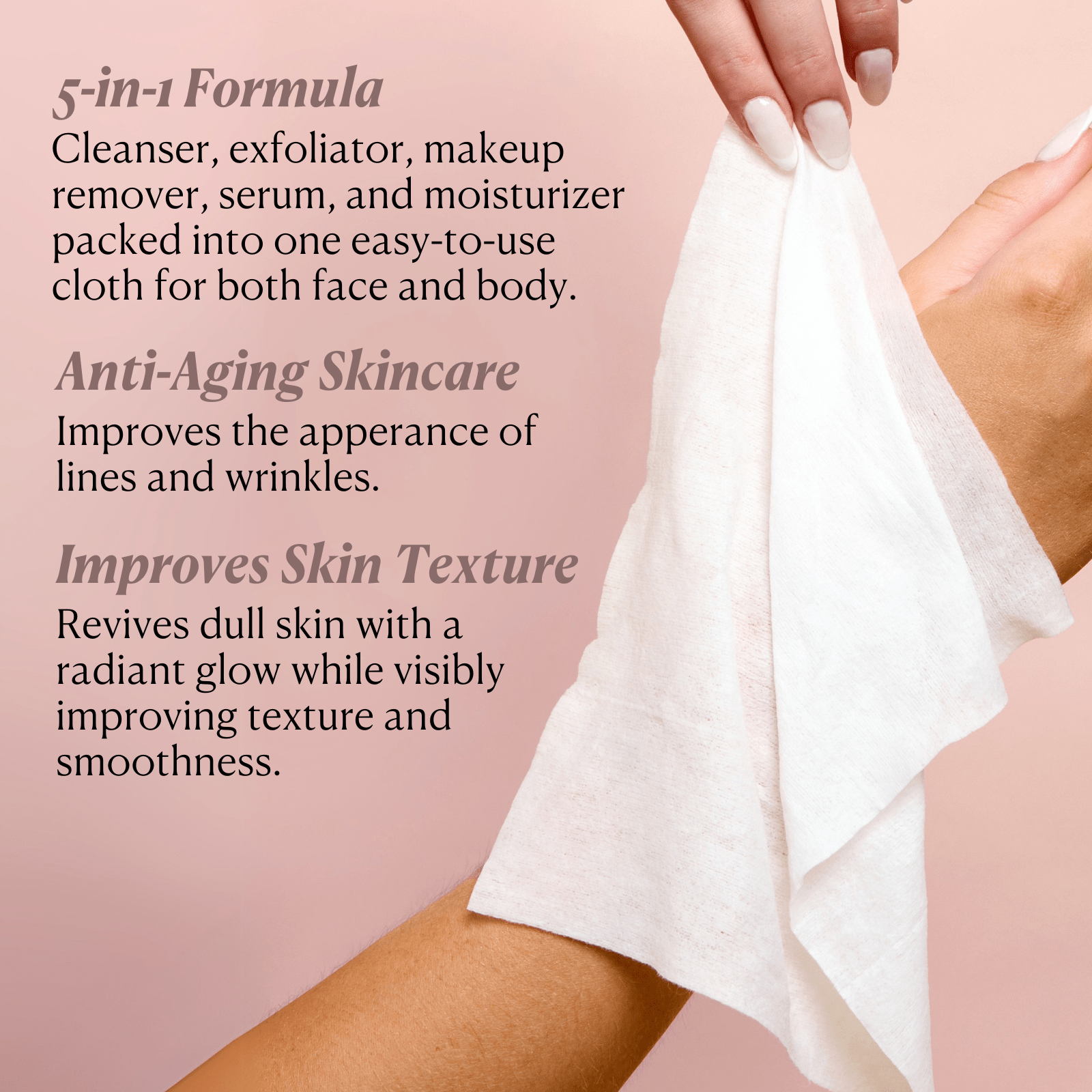 5-in-1 Serum Infused Cleansing Cloths - 60 Count - Nakery Beauty