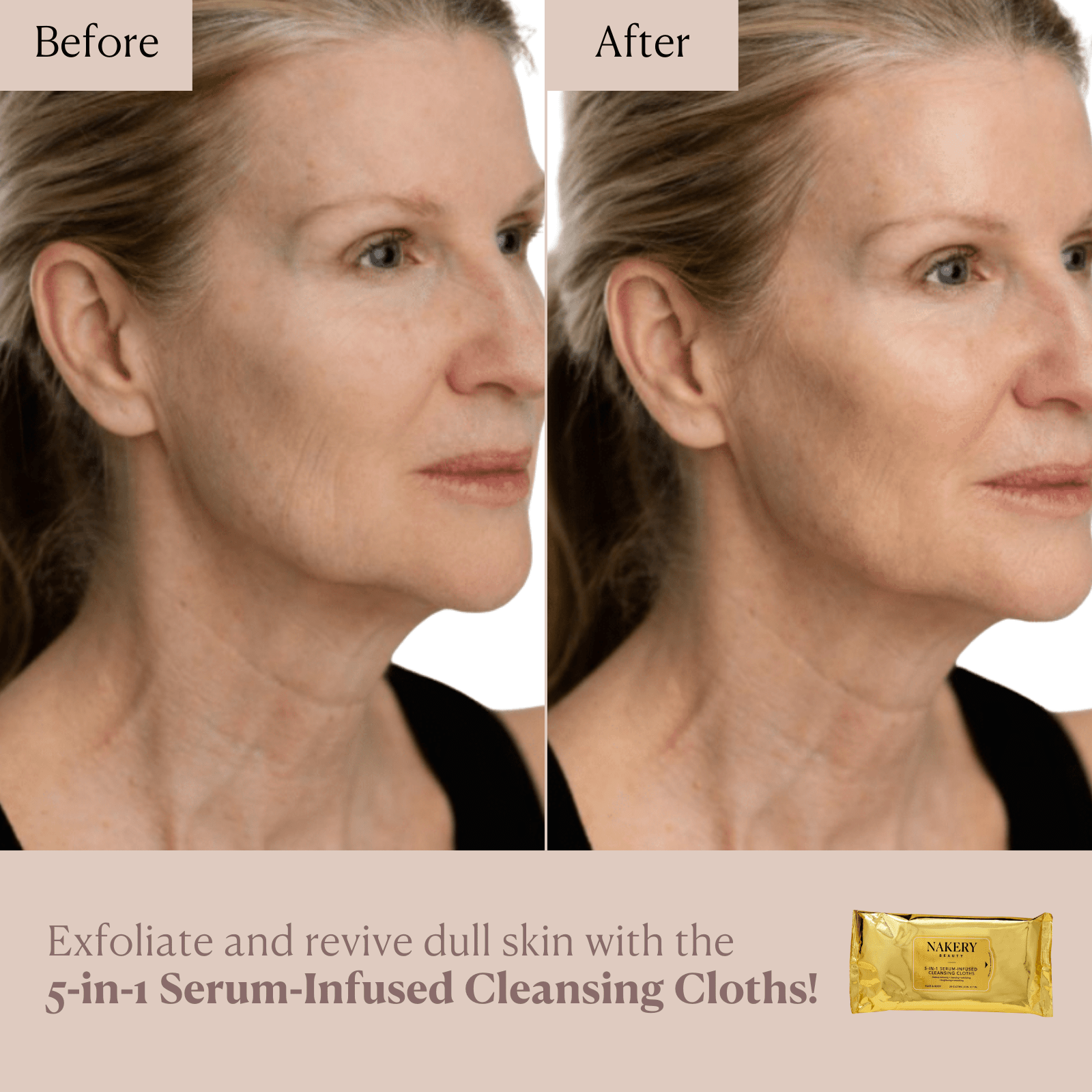 5-in-1 Serum Infused Cleansing Cloths - 60 Count - Nakery Beauty