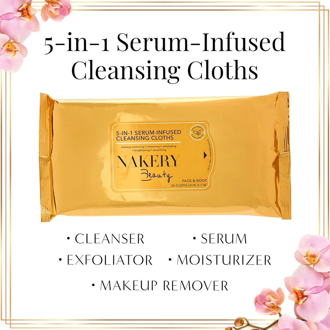 5-in-1 Serum Infused Cleansing Cloths - 60 Count