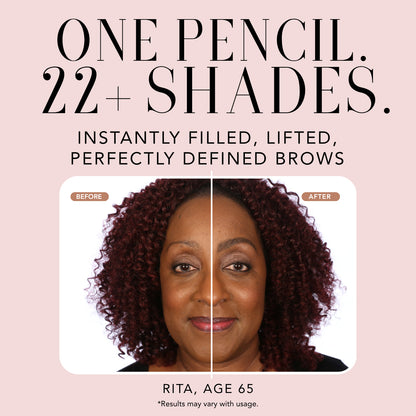 Before-and-after comparison showing Nakery Beauty Instant Brow Filler enhancing sparse brows with natural-looking definition.