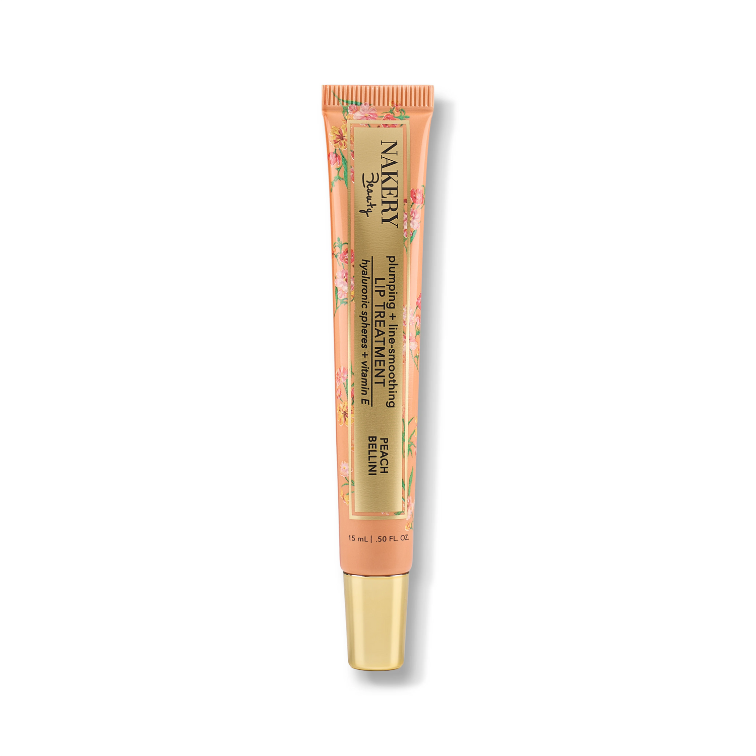 Lip Treatment 15ml in Peach Bellini, a nourishing lip treatment designed to hydrate, smooth, soften, and enhance the appearance of lips.