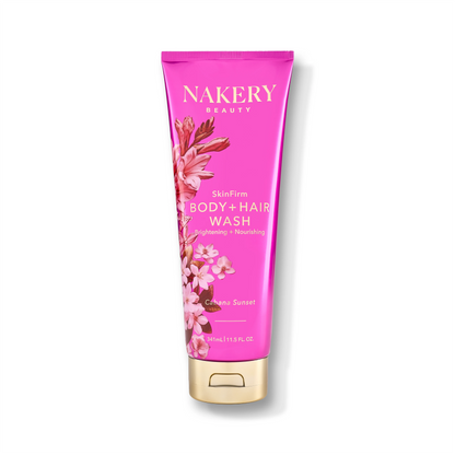 SkinFirm Body and Hair Wash Cabana Sunset 341ml, a refreshing cleansing formula designed to gently cleanse, nourish, and leave skin and hair feeling soft, smooth, and refreshed.