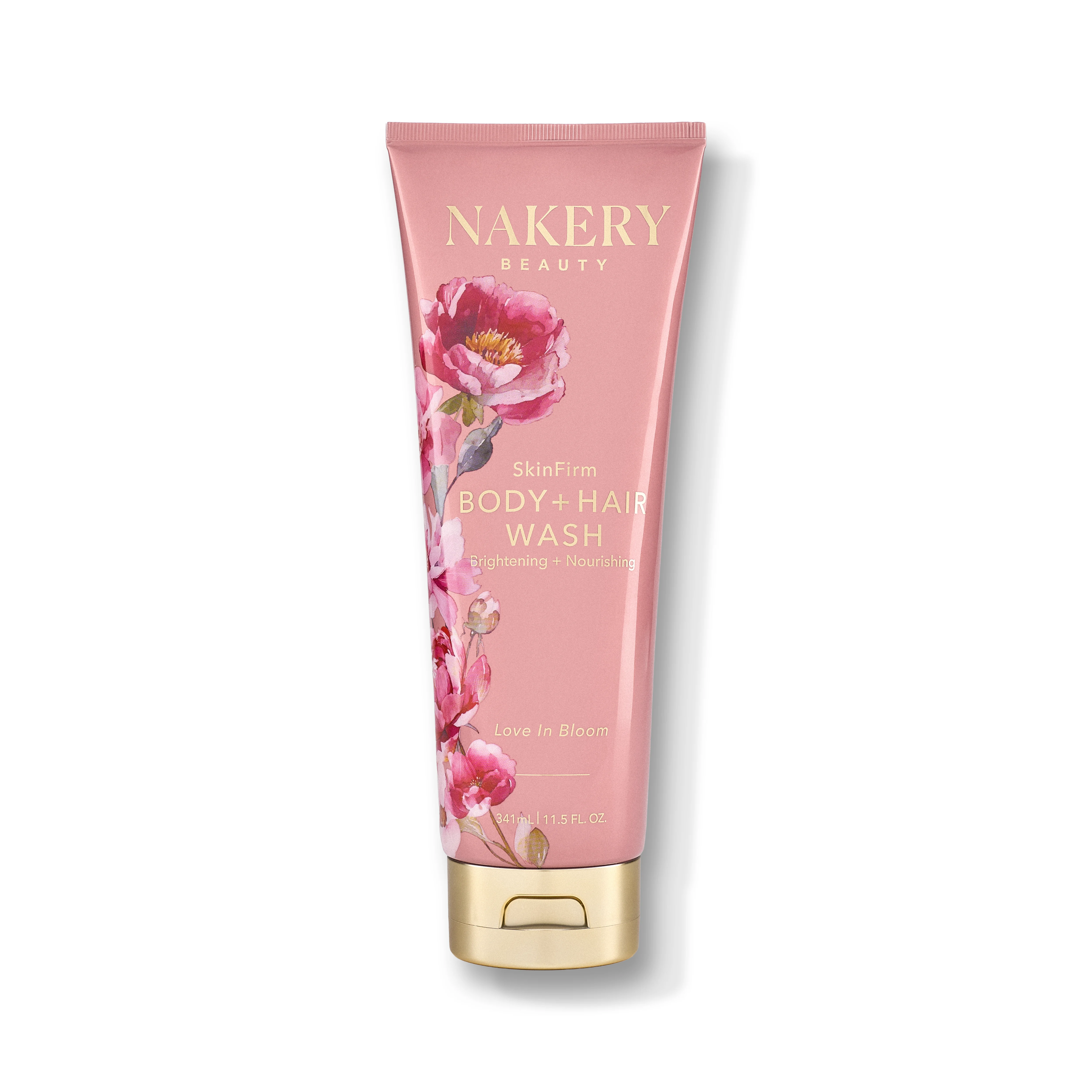 SkinFirm Body and Hair Wash Love in Bloom 341ml, a refreshing cleansing formula designed to gently cleanse and leave skin and hair feeling soft, fresh, and revitalized.