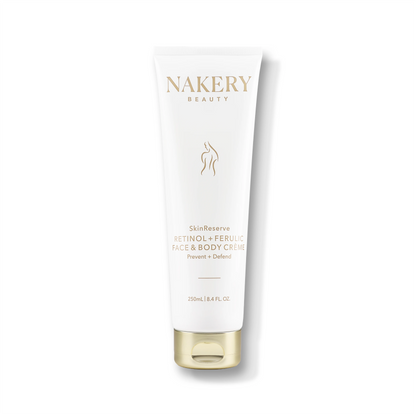 SkinReserve Retinol Ferulic Face and Body 250ml, a skincare treatment formulated with retinol and ferulic acid to help smooth, refine, and improve the appearance of face and body skin.