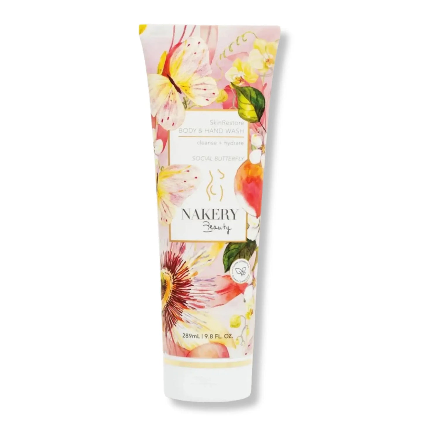 SkinRestore Body + Hand Wash, a gentle cleansing formula designed to cleanse and refresh hands and body while leaving skin feeling soft and comfortable.