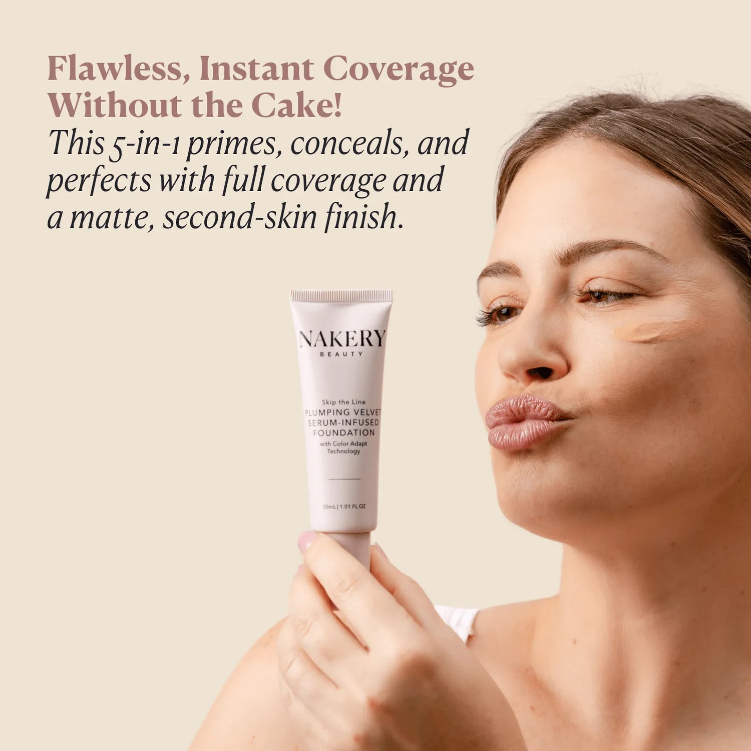 Skip the Line Instant Coverage Plumping Velvet Serum - Infused Foundation - Nakery Beauty